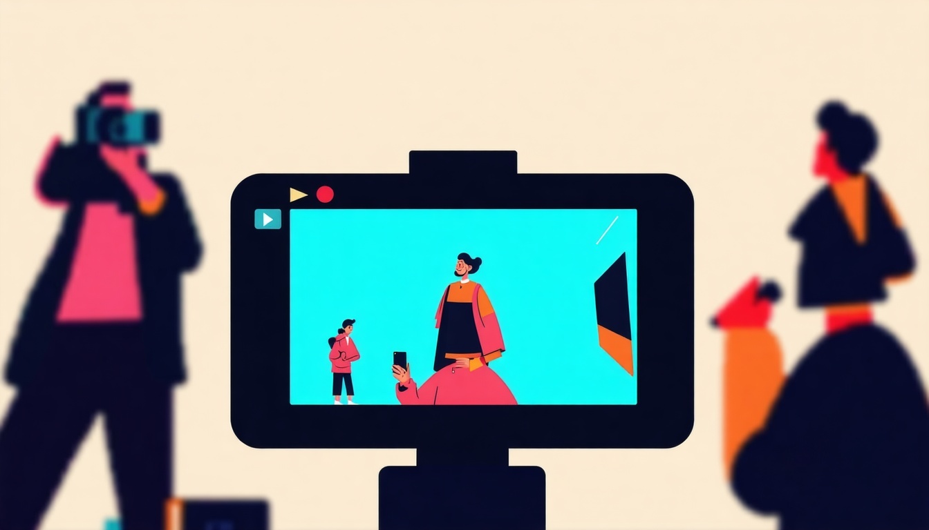 being noticed through video flat vector-1