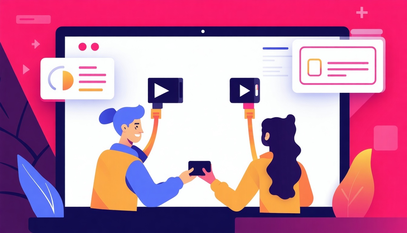 collaborating with local video provider flat vector-1