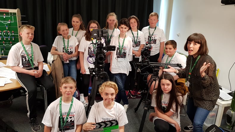 The Toot Hill class pose in our studio after their day of fun.