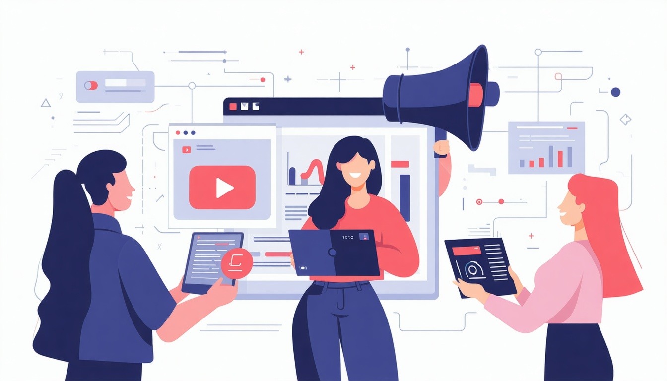 video marketing team company flat vector