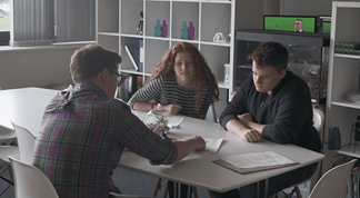 Our senior editor Ollie, Lilly (another work experience student) and Morgan.